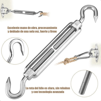 Pack X2 Tensores De Cuerda Alambre Tensor Gancho Para Toldos