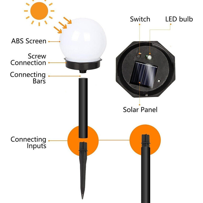 Pack X6 Faroles Solares Lampara Jardin Solar Jardin Exterior Estructura Blanco