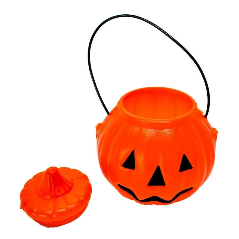 Calabaza Plástica Para Dulces Portátil Halloween Decoración