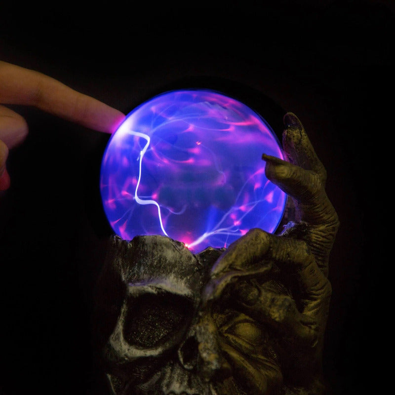 Lampara De Velador Lampara Tesla Plasma Bola Calavera Rayos