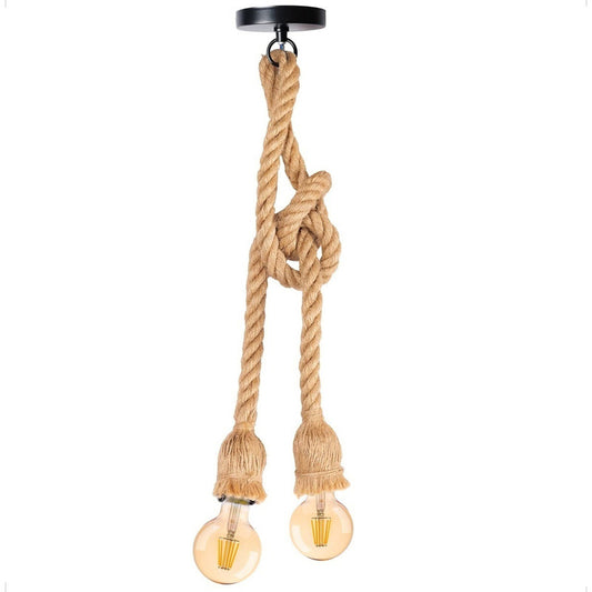 Lampara Soquete Cuerda Marina Vintage Lámpara Colgante Doble