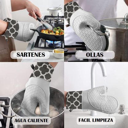 Pack X2 Guantes Para Horno Toma Ollas Guantes Silicona Cocin