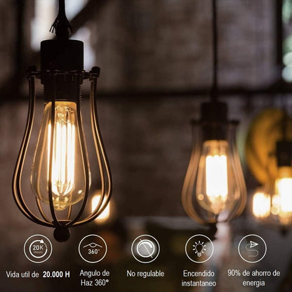 Ampolletas Vintage E27 Edison Filamento 4w Luz Calida 2700k