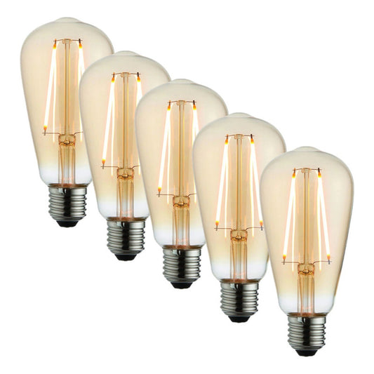 Pack X5 Ampolletas Vintage E27 Edison Filamento 4w Luz Calid