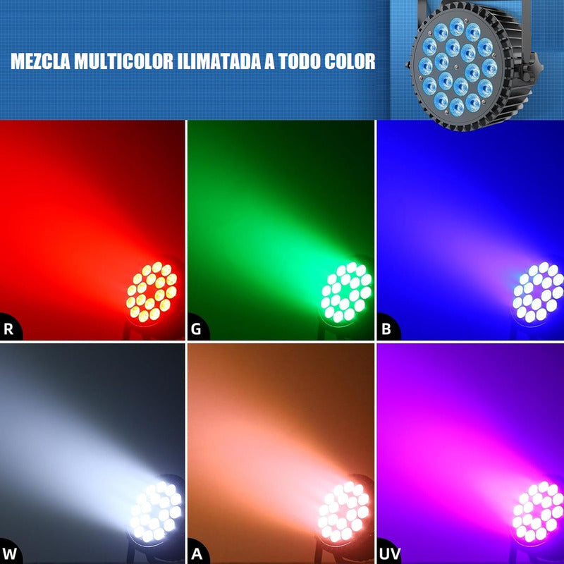 Luces De Fiesta Led Rgb Con Control 18 Led Luz Led