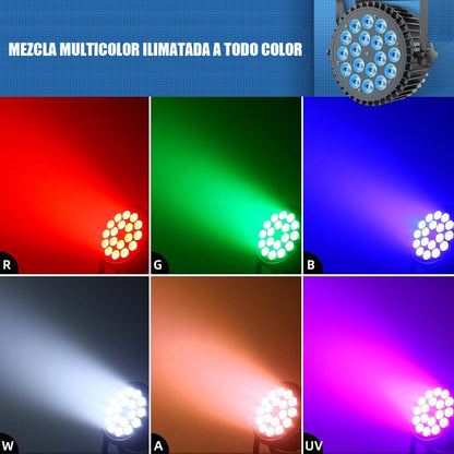 Luces De Fiesta Led Rgb Con Control 18 Led Luz Led