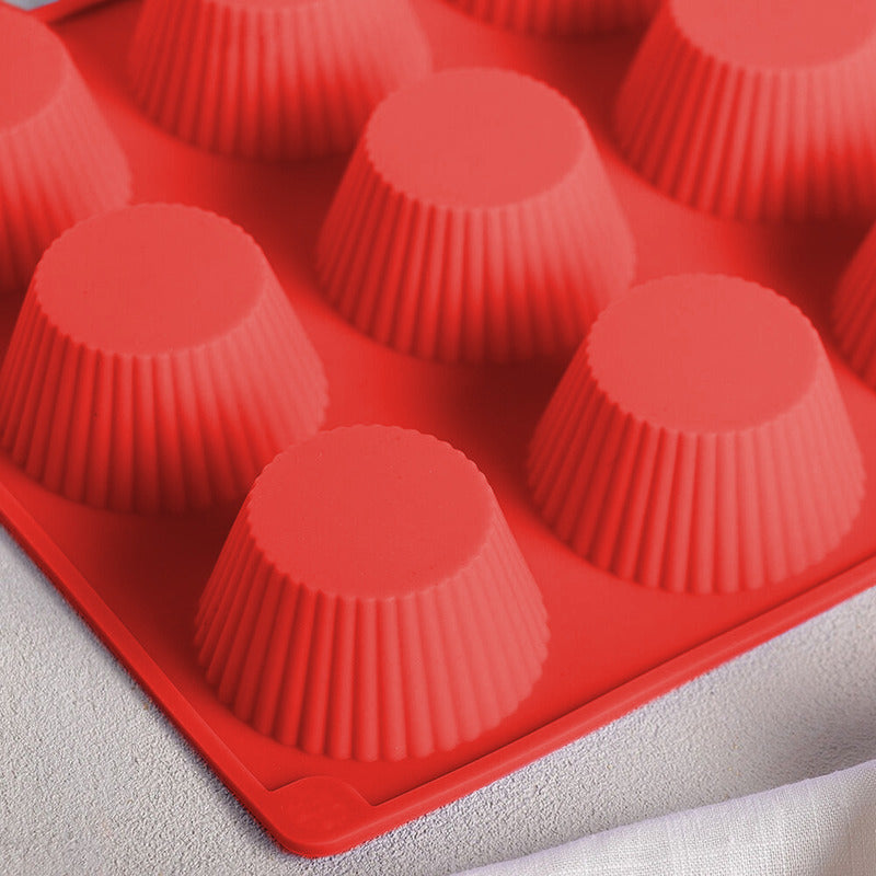 Molde Muffins Molde De Silicona 12 Cup Molde Cupcakes Repost Color Rojo