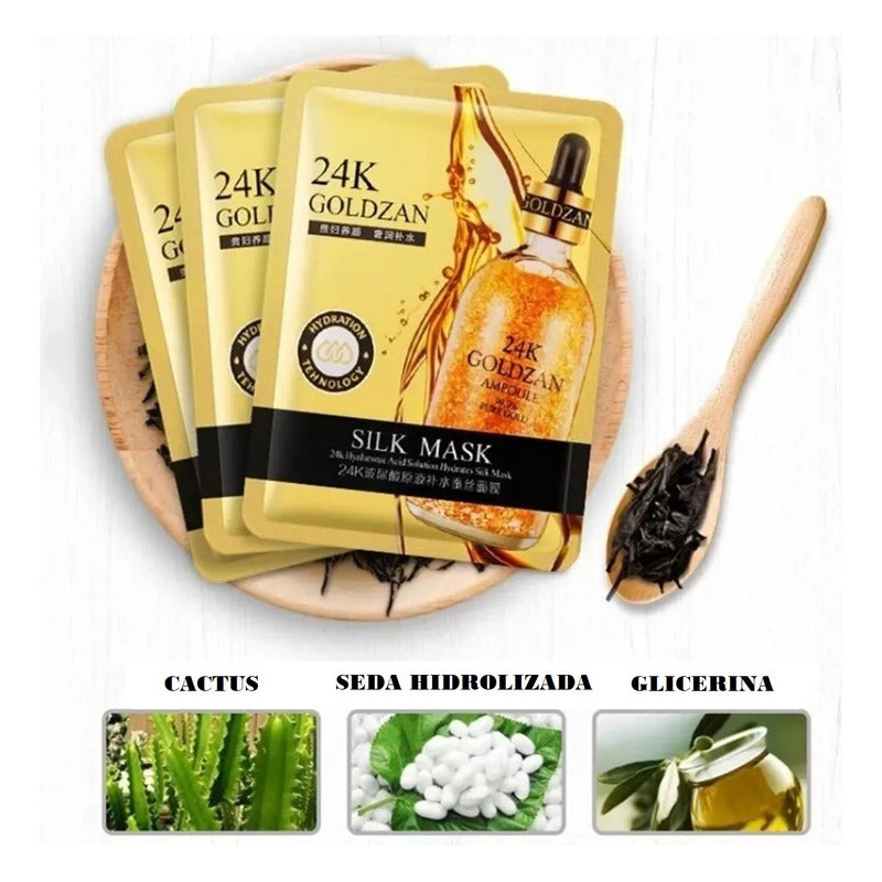 Pack 10 Mascarillas Faciales Mascarillas Hidratantes Oro 24k