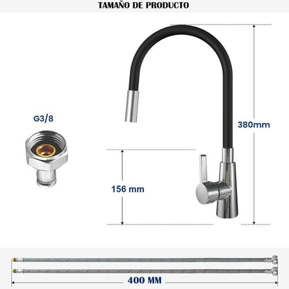 Llave Lavaplatos Monomando Cuello Flexible Agua Caliente