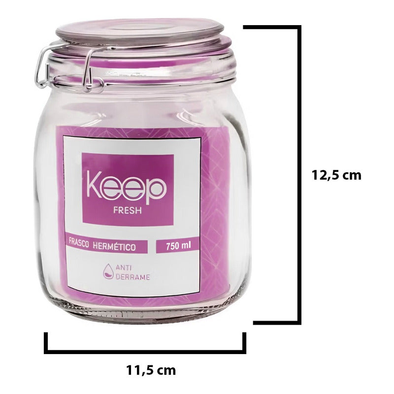 Frasco Hermético 750 Ml Contenedor Vidrio Keep