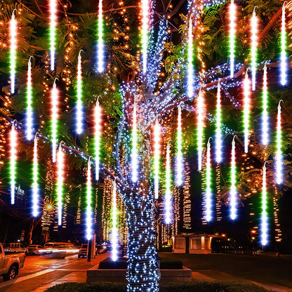 Luces Lluvia De Meteoritos Luces Guirnalda Luces Led Navidad Arcashopping Lluvia De Meteorito Decorativa Navidad Multicolor Cadena De Luces 8 Tubos Cascada De Navidad