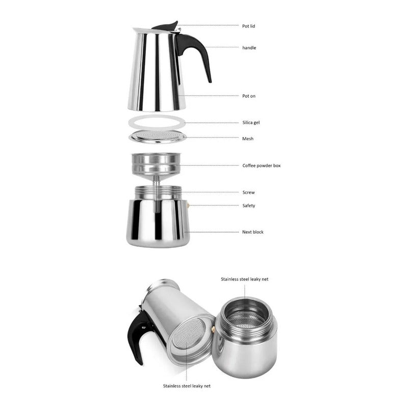 Cafetera Italiana Inoxidable Cafetera Espresso 9 Tazas Coffe