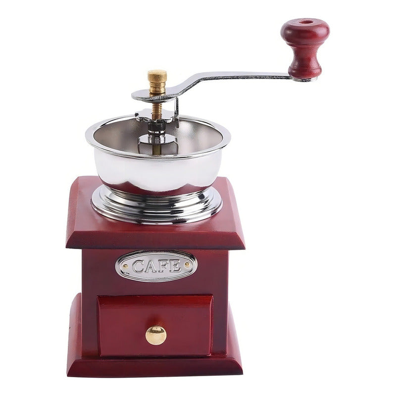 Molinillo Madera Granos Café Deposito Manual Cafetera Color Marrón