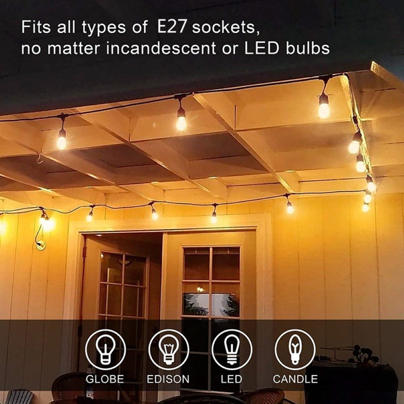 Guirnalda De Luces 10 Metros Para Ampolletas E27 Guirnaldas