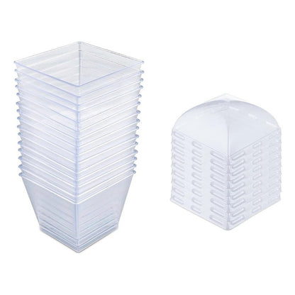 Pack X50 Vasos O Pocillo Con Tapa Acrilico Postres 210ml
