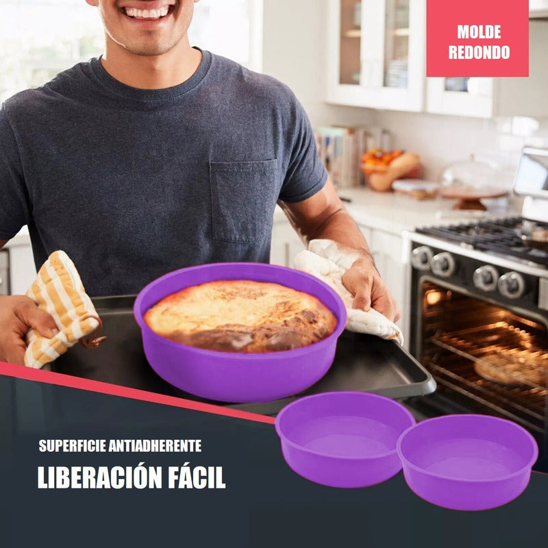 Molde Pan Redondo Silicona Moldes Para Repostería Queque