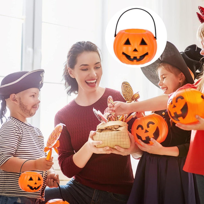 Mini Cubo Calabaza Para Dulces Halloween Cubo Dulce O Truco