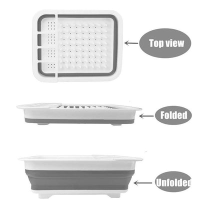 Secaplatos Escurridor Colador Plegable Silicona Multifunción Color Blanco Con Gris