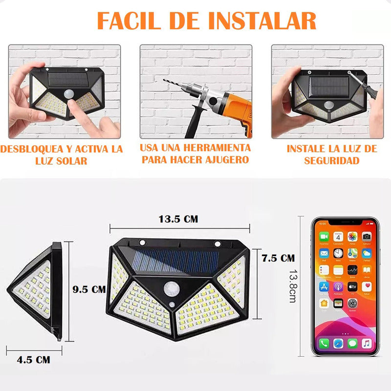 Pack X6 Foco Led Con Sensor Luces Solares Exterior Foco Led