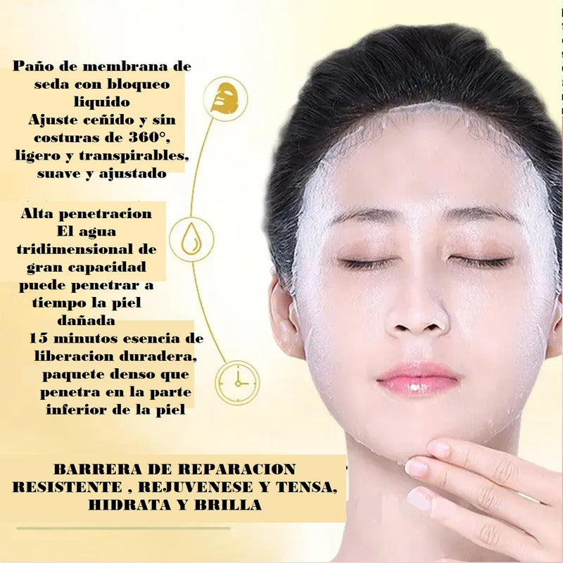 Pack 10 Mascarillas Faciales Mascarillas Hidratantes Oro 24k