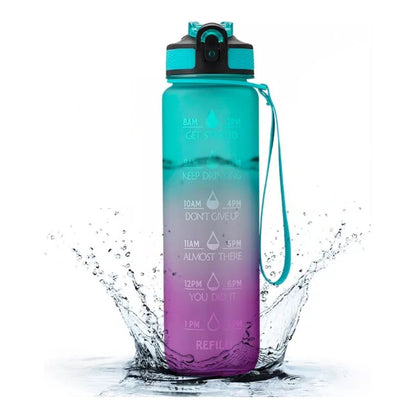 Botella De Agua Marcador Tiempo Horario Bpa Free 1l Kawaii
