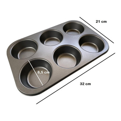 Pack X2 Molde Cupcakes 6 Grandes Muffins Metalico Reposteria
