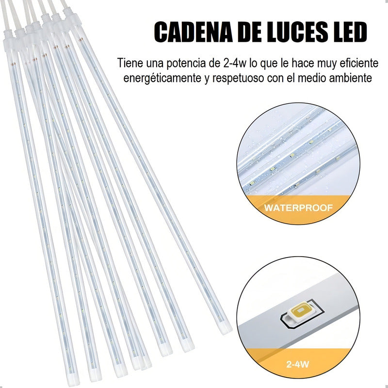 Luces Lluvia De Meteoritos Luces Guirnalda Luces Led Navidad Arcashopping Lluvia De Meteorito Decorativa Navidad Multicolor Cadena De Luces 8 Tubos Cascada De Navidad