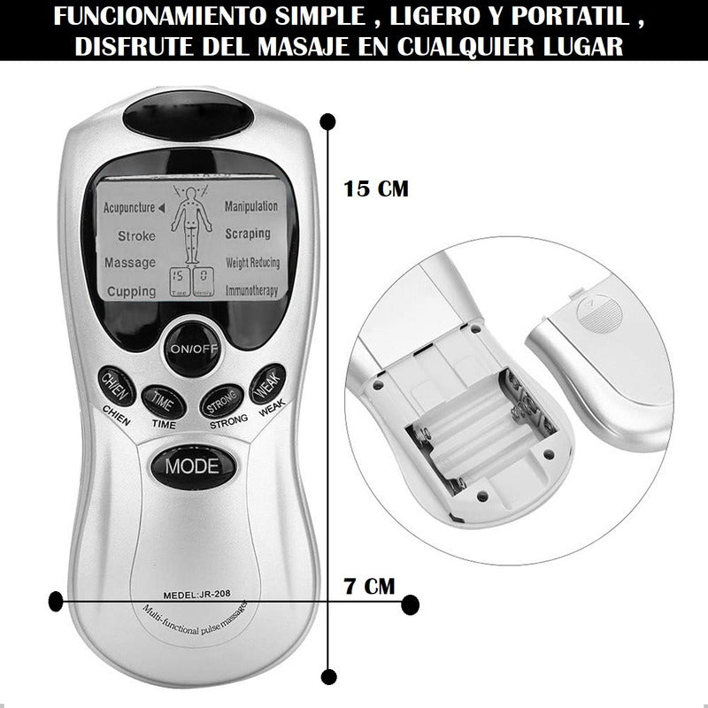Set Electroestimulador Tens 8 Electrodos Cinta Kinesiologica