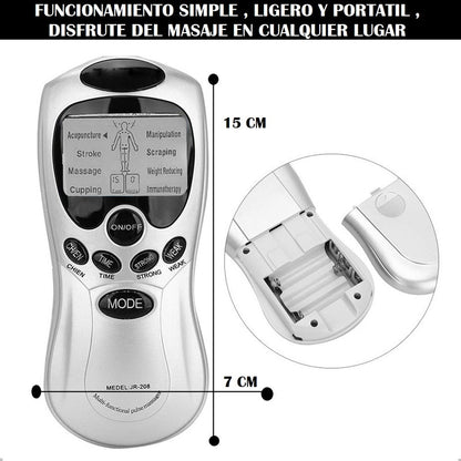 Set Electroestimulador Tens 8 Electrodos Cinta Kinesiologica