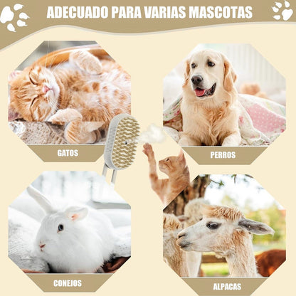 Cepillo Vapor Gato Quita Pelos Mascotas Peine Masajeador