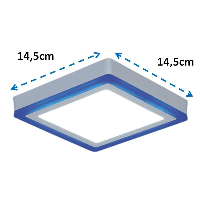 Plafon Led Sobrepuesto 6+3w Lamparas Techo Blanco Azul