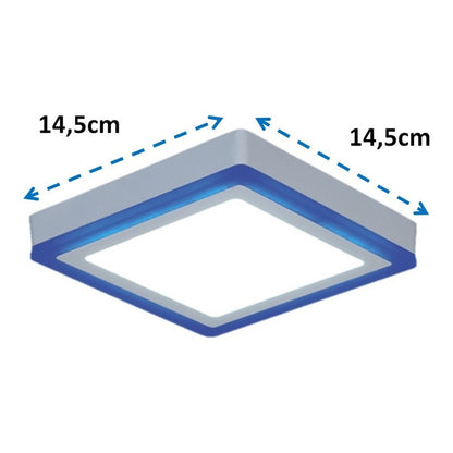 Plafon Led Sobrepuesto 6+3w Lamparas Techo Blanco Azul