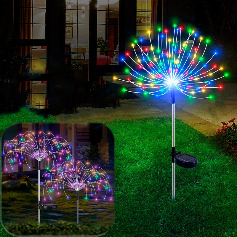 Luces Hadas Navidad Solares Luces Fuego Artificial Exterior Luces Multicolor