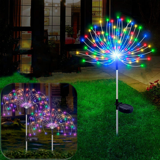 Luces Hadas Navidad Solares Luces Fuego Artificial Exterior Luces Multicolor