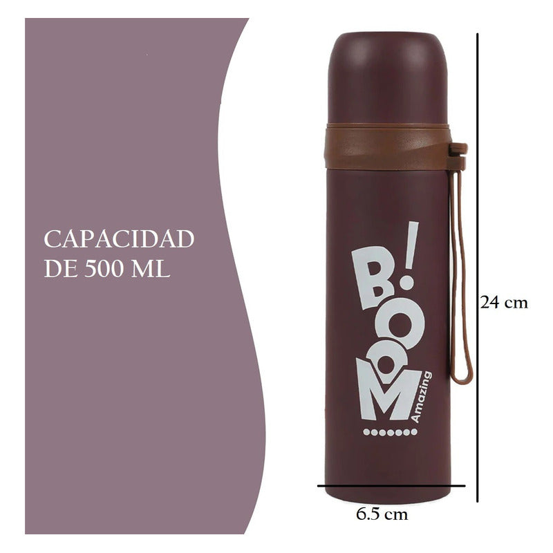 Termo Botella Agua Caliente Fria Cafe Invierno 500ml Acero