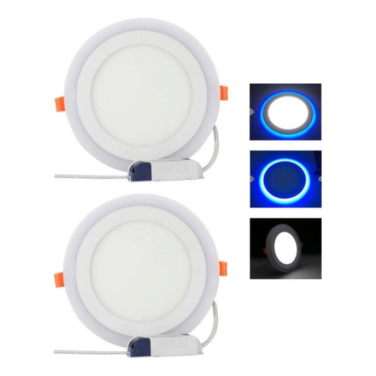Pack X2 Plafon Redondo Focos Led Interior 12+4w Blanco Azul