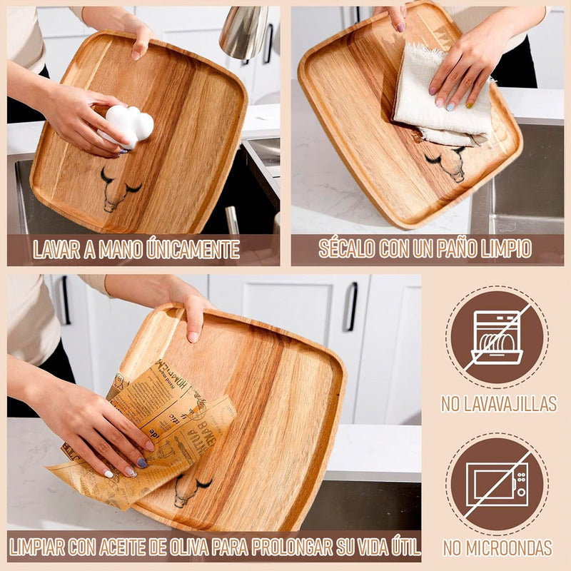 Plato Madera Acacia Plato Wayu Plato De Madera 25cm Bandeja
