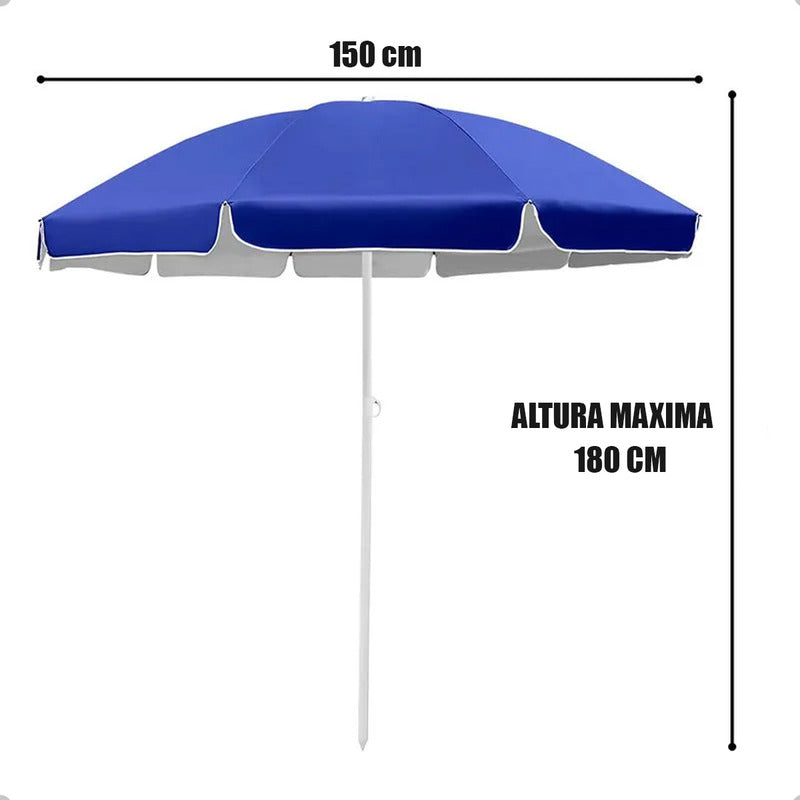 Pack X2 Sombrilla Paraguas Quita Sol Para La Playa 150cm