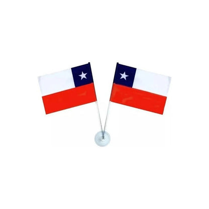 Pack X2 Bandera Decorativa Chile 15x10cm Banderas Fiestas