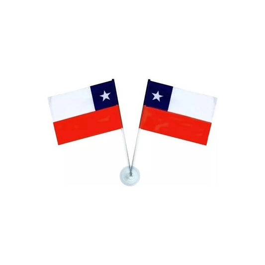 Pack X2 Bandera Decorativa Chile 15x10cm Banderas Fiestas