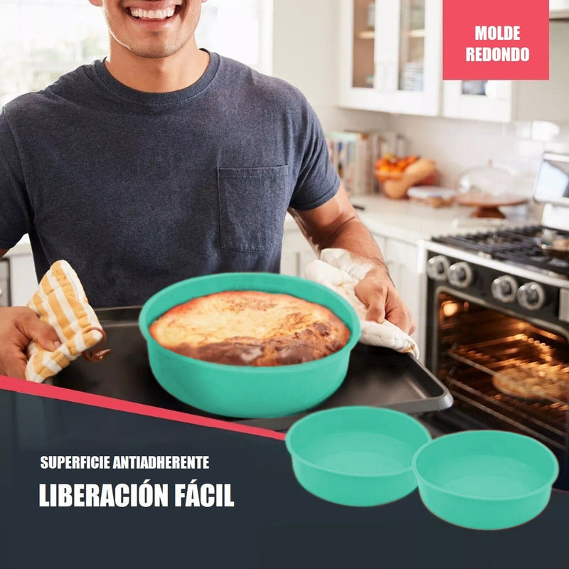 Molde Pan Redondo Silicona Moldes Para Repostería Queque