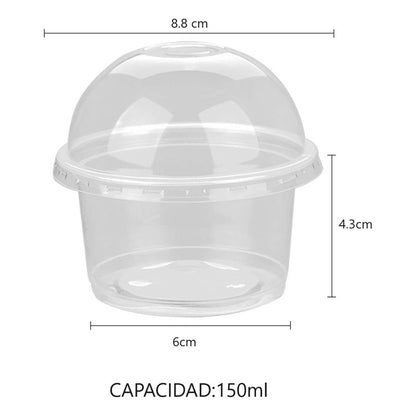 Pack 25 Envases De Plástico Desechables Con Tapa Vaso Postre
