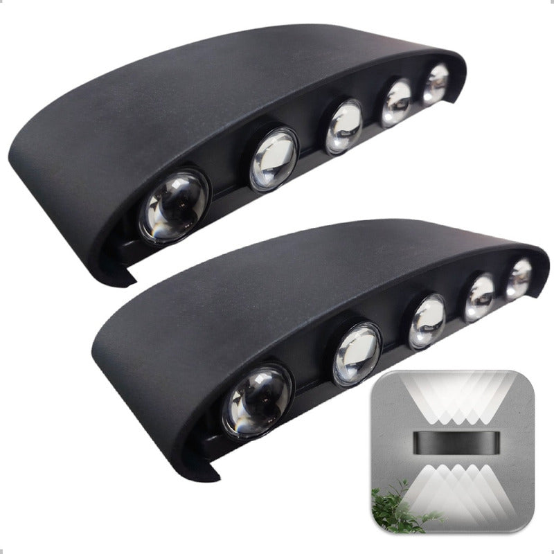Pack X2 Lampara Led Focos Exterior Pared 10w Luz Fria 6000k