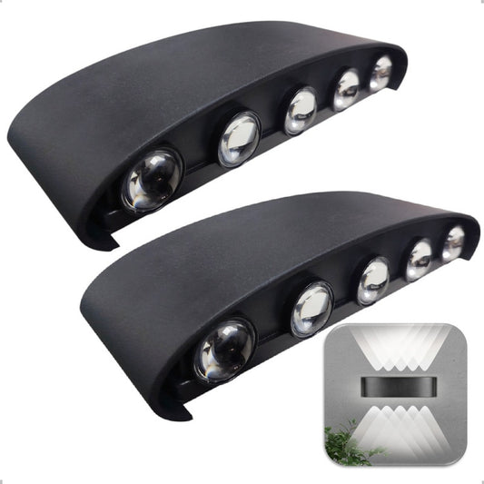 Pack X2 Lampara Led Focos Exterior Pared 10w Luz Fria 6000k