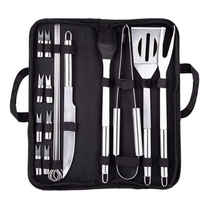 Kit Parrillero 18 Pcs Herramientas Para Asado Acero Inoxidab