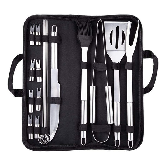 Kit Parrillero 18 Pcs Herramientas Para Asado Acero Inoxidab