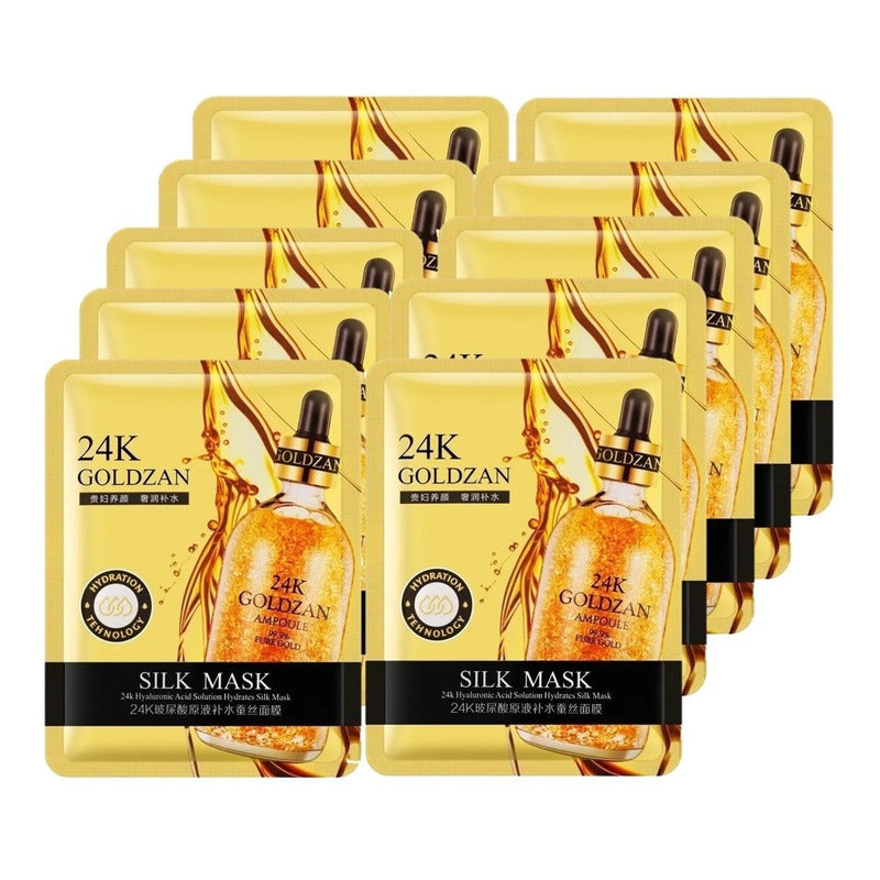 Pack 10 Mascarillas Faciales Mascarillas Hidratantes Oro 24k
