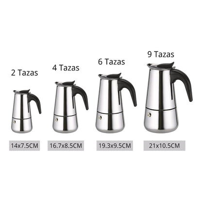 Cafetera Italiana Acero Inoxidable 4 Tazas Cafetera Portatil