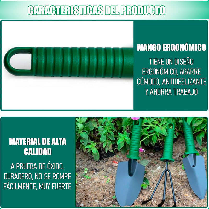 Kit De Jardineria Acero Tijera De Podar Rastrillo Pala Huert