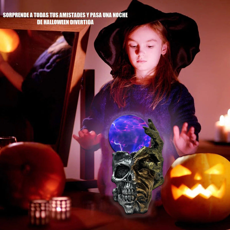 Lampara De Velador Lampara Tesla Plasma Bola Calavera Rayos